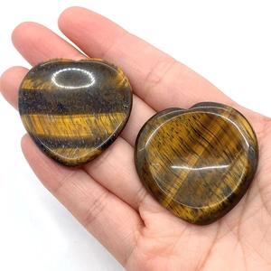 Natural heart shaped tiger eye thumb stones for anxiety relief and palm massage