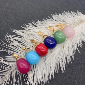 Natural Stone Teardrop Pendant Only Without Chain For DIY Necklace Jewelry Making Accessories Bohemian Style Water Drop Gemstone Charm
