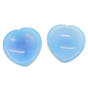 Polished heart-shaped blue opal thumb stones for relaxation and crystal massage
