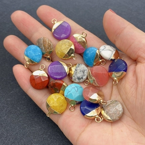 Pendentifs en pierre naturelle avec bord doré pour la création de bijoux faits main