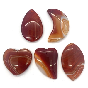 Natural Banded Agate Pendants For DIY Jewelry Making Heart Crescent Moon Water Drop Shape Sardonyx Stone Charm Jewelry Craft