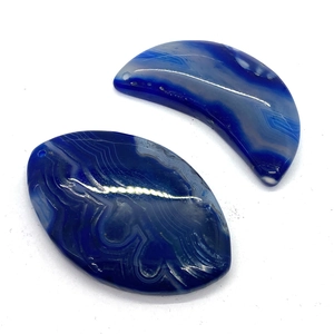 Ciondoli in agata naturale blu scuro a forma di ovale e mezzaluna per gioielli fai-da-te