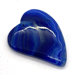 Ciondolo in agata blu a forma di cuore con venature naturali per gioielli fai-da-te
