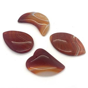 Natural red striped agate pendants in water drop and crescent shapes for DIY jewelry