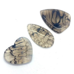 Grey dragon vein agate teardrop and heart pendants for DIY jewelry making set