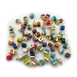 5x10mm cube emperor stone pendants with gold metal rings for DIY jewelry making