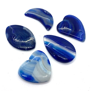 Set di 5 ciondoli in agata blu a forma di cuore, goccia e luna per creazioni gioielli DIY
