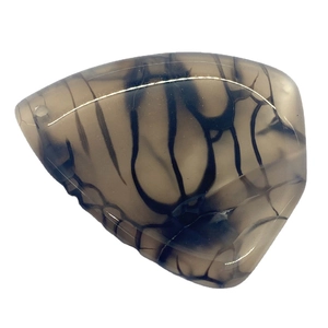 Natural grey dragon vein agate pendant in teardrop wing shape with pre-drilled hole