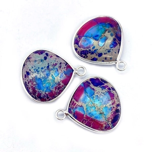 Pendentifs gouttes en pierre impériale avec bordure argentée pour bijoux DIY