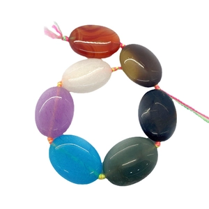 U-shaped natural mixed stone 18x25mm oval smooth beads for DIY jewelry making
