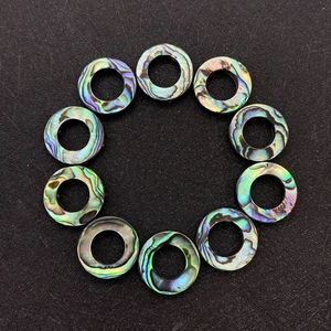 Natural abalone shell donut beads 13-18mm with iridescent luster for DIY jewelry