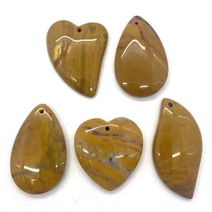 5er-Set natürliche gelbe Achatanhänger in Herz- und Tropfenform für DIY-Schmuck