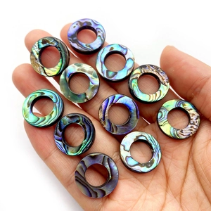 Natural iridescent abalone shell donut ring charm beads for DIY necklace jewelry making