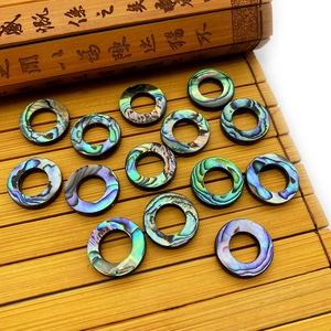 Natural abalone shell ring beads with rainbow luster for DIY jewelry making