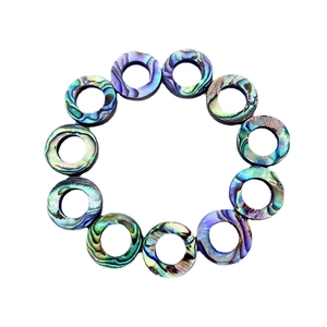 Natural abalone shell donut beads 13mm to 18mm with iridescent rainbow colors for DIY jewelry