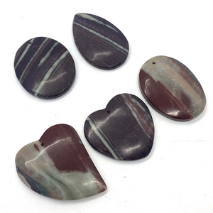 Polished natural agate stone pendants in mixed shapes with striped patterns and pre-drilled holes