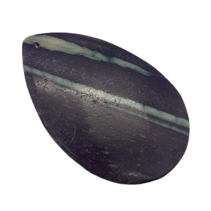 Natural teardrop agate stone pendant with green stripes and pre-drilled hole for DIY jewelry