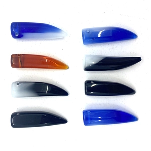 Natural agate stone pendants in tiger tooth shape with various vibrant colors for DIY jewelry