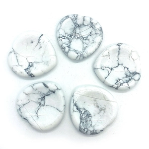 Natural White Turquoise Heart Shape Worry Stone Stress Relief Thumb Massage Bead For DIY Jewelry Making Polished Pocket Stone