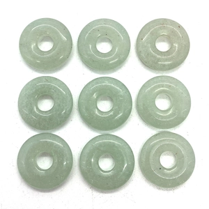 Set of 9 natural green aventurine stone donut pendants for DIY necklace jewelry making