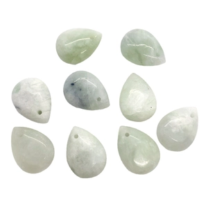 Anhänger aus natürlicher Burma-Jade in Tropfenform mit Bohrung für DIY-Schmuck