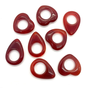 Natural red agate stone pendants in heart and teardrop shapes for DIY jewelry making