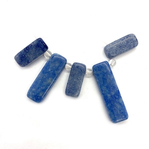 Polierte rechteckige Lapislazuli-Steinperlen für DIY-Schmuckherstellung, 5er-Set