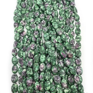 Perle ovali in Rubino Zoisite naturale 13x18mm, fili di pietre levigate per gioielli fai-da-te