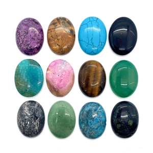 Set di 12 cabochon ovali in pietre naturali inclusi occhio di tigre e turchese