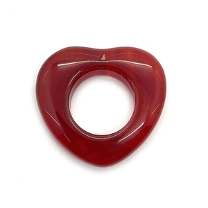Polished heart-shaped natural red agate pendant with central hollow for DIY necklaces