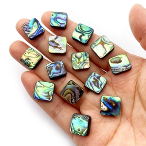 Cuentas cuadradas de concha de abulón natural con brillo irisado para joyería DIY
