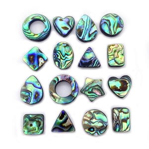 Natural abalone shell beads in geometric shapes with iridescent rainbow luster for DIY jewelry