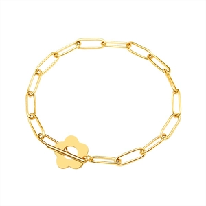 Bracciale a catena a graffetta dorata minimalista con chiusura a levetta a forma di fiore