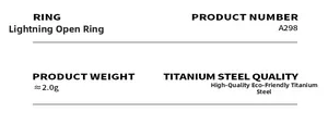 Technical view showing the 2.0g titanium steel lightning bolt ring with open design