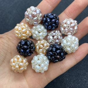 Handgefertigte 18mm gewebte Kugeln aus natürlichen Süßwasserperlen für DIY-Schmuck