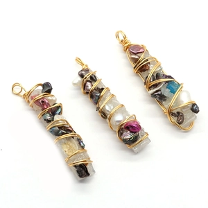 Pendentifs longs en cristal à fil perlé naturel pour colliers DIY et bijoux faits main