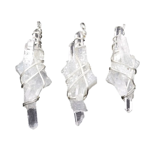 Colgante de Punta de Cristal de Roca Blanco Natural Envuelto a Mano Colgante de Piedra de Cuarzo Únicamente Para Joyería DIY