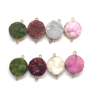 Natuursteen druzy connectoren met goudlaag voor DIY sieraden in 8 verschillende kleuren
