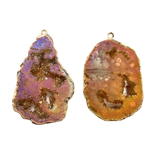 Unregelmäßige natürliche Druzy-Achat-Verbinder mit goldenem Metallic-Finish für DIY