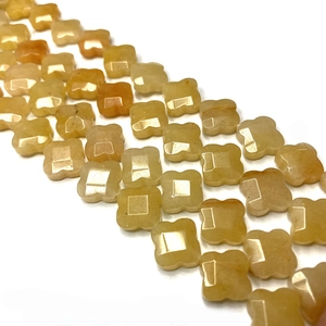 Perline di pietra naturale gialla a forma di fiore sfaccettato per gioielli DIY