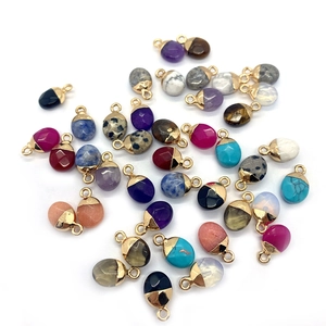 Gepolijste 8x14mm natuursteen ovalen hangers met gouden oogjes voor DIY-sieraden