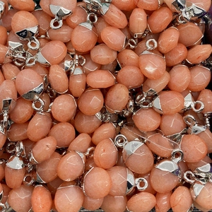 Platte ovale zalmoranje stenen hangers met zilveren metalen sluitingen in grote partij