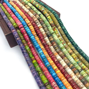 Pietra Naturale Heishi Perline Diaspro Imperiale Turchese Cilindrico Disco Sciolto Perline Per DIY Gioielli Bracciale Collana