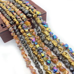 Perline di Pietra Naturale Irregolari Filo di Pepite Metalliche Galvanizzate per Creazione di Gioielli DIY Collane Braccialetti Accessori