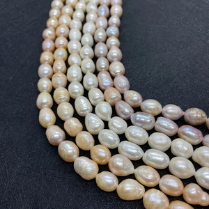 Natural 5-10mm freshwater pearl necklace strand in white pink and purple colors