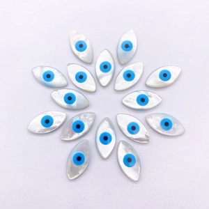Natural sea shell marquise evil eye beads for DIY jewelry making in a radial layout