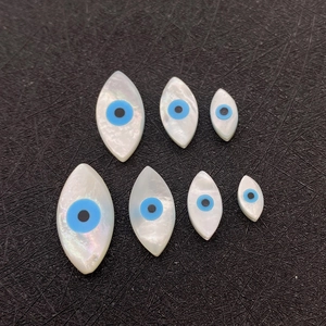 Natural marquise shell beads with evil eye pattern in seven different sizes for DIY jewelry