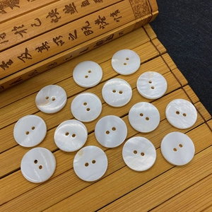 Natural freshwater white shell flower buttons with two holes and pearl luster for DIY jewelry