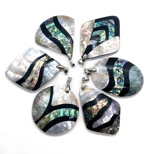 Natural Seawater Shell Pendant Only Patchwork Abalone Mother Of Artificial Pearl Iridescent DIY Jewelry Making Accessory For Women Crafting