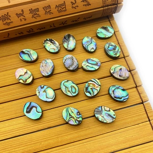 Natural oval abalone shell loose beads with iridescent luster for DIY jewelry making